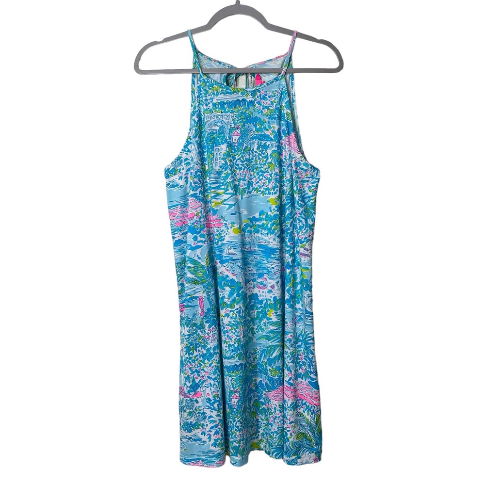 Lilly Pulitzer | Women's Margot Gustavia Green Sunshine City Print Dress | sz L
